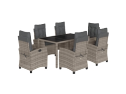 Conjunto de 7 Jantar para Jardim com Almofadões Vime Pe Cinza MAISON EXCLUSIVE
