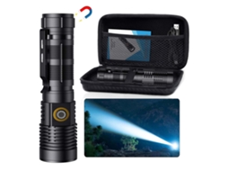 Lanterna Portátil Recarregável com Laser Branco, Magnética, Zoom Ajustável, Bateria de 3000mah e Bolsa, para Patrulhas Manutenção STELASPLEN