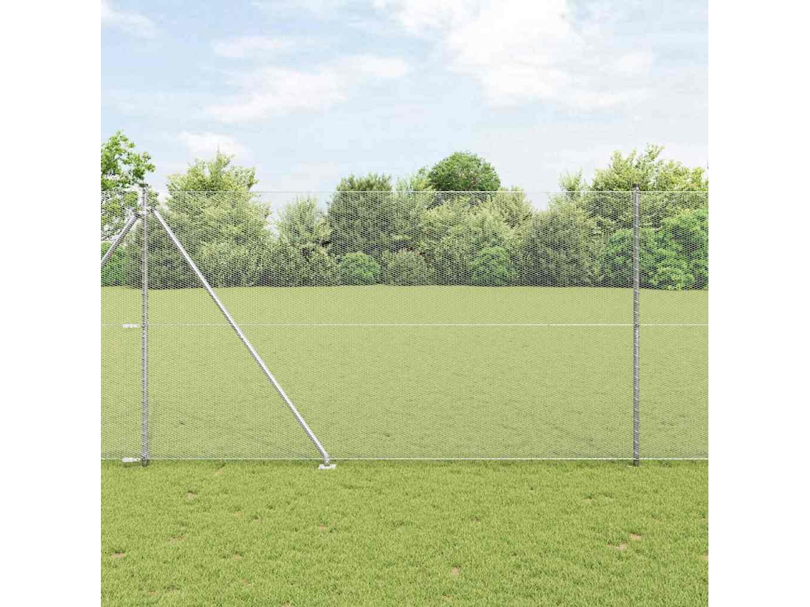 Vidaxl Cerca Hexagonal Com Poste 25 X 1,6 M Aço Galvanizado Prateado