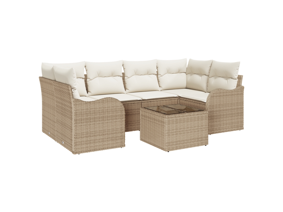 Conjunto 7 Móveis Externos Vidaxl Bege Vime Pe (55 X 55 X 37 Cm)
