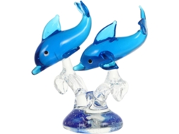Estatueta Golfinho Cristal Superfície Vidro Decoração Adorável Escritório Fácil Limpar Ornamento Náutico GOKOCO