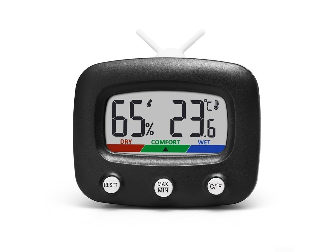 Termômetro E Higrômetro Digital, Preto, Para Casa, Formato Compacto