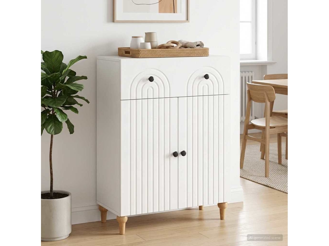 Vidaxl Buffet Branco Brilhante 66 X 34,5 X 90 Cm Derivados De Madeira