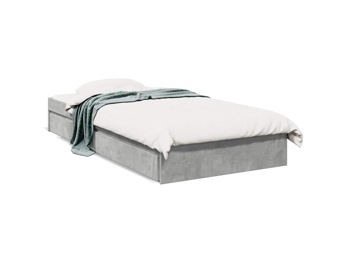 Bed Frame, Bed Frames Vidaxl Cinzeto Madeira Processada (90 X 190 Cm)