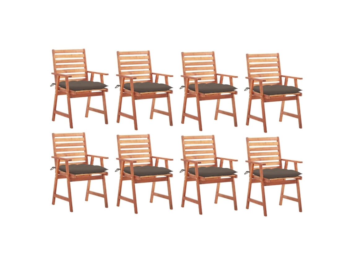 Vidaxl Cadeiras De Jantar P/ Jardim 8 Pcs C/ Almofadões Acácia Maciça