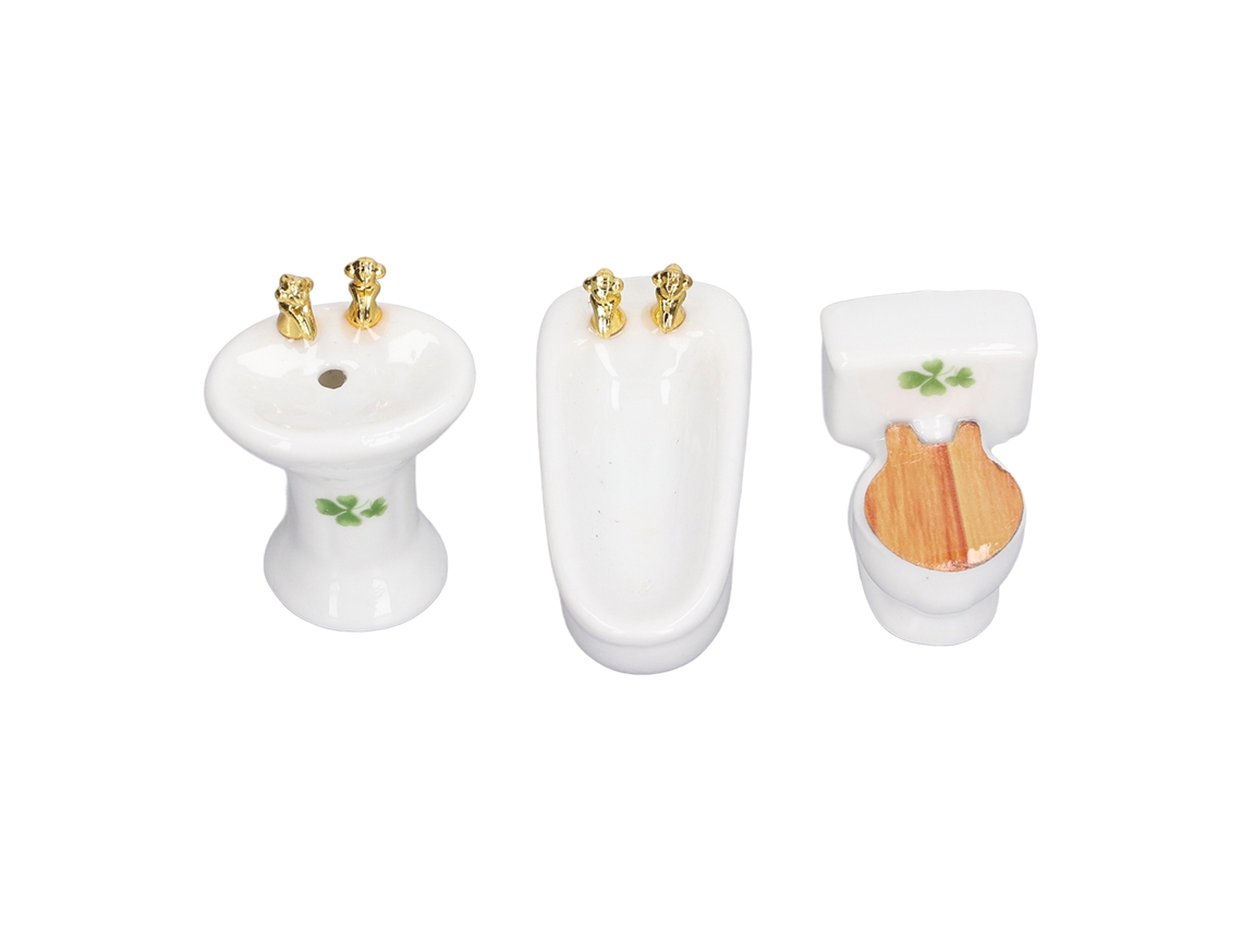 Set De Banho Em Miniatura Para Casinha De Boneca, 3 Peças, Móveis E Acessórios De Banho Em Miniatura
