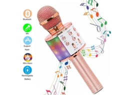 Microfone De Karaokê Sem Fio Bluetooth Portátil Led