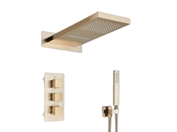 Conjunto De Torneira De Chuveiro Oculta, Controle Termostático, Design Contemporâneo Em Latão, Níquel Escovado A Oem