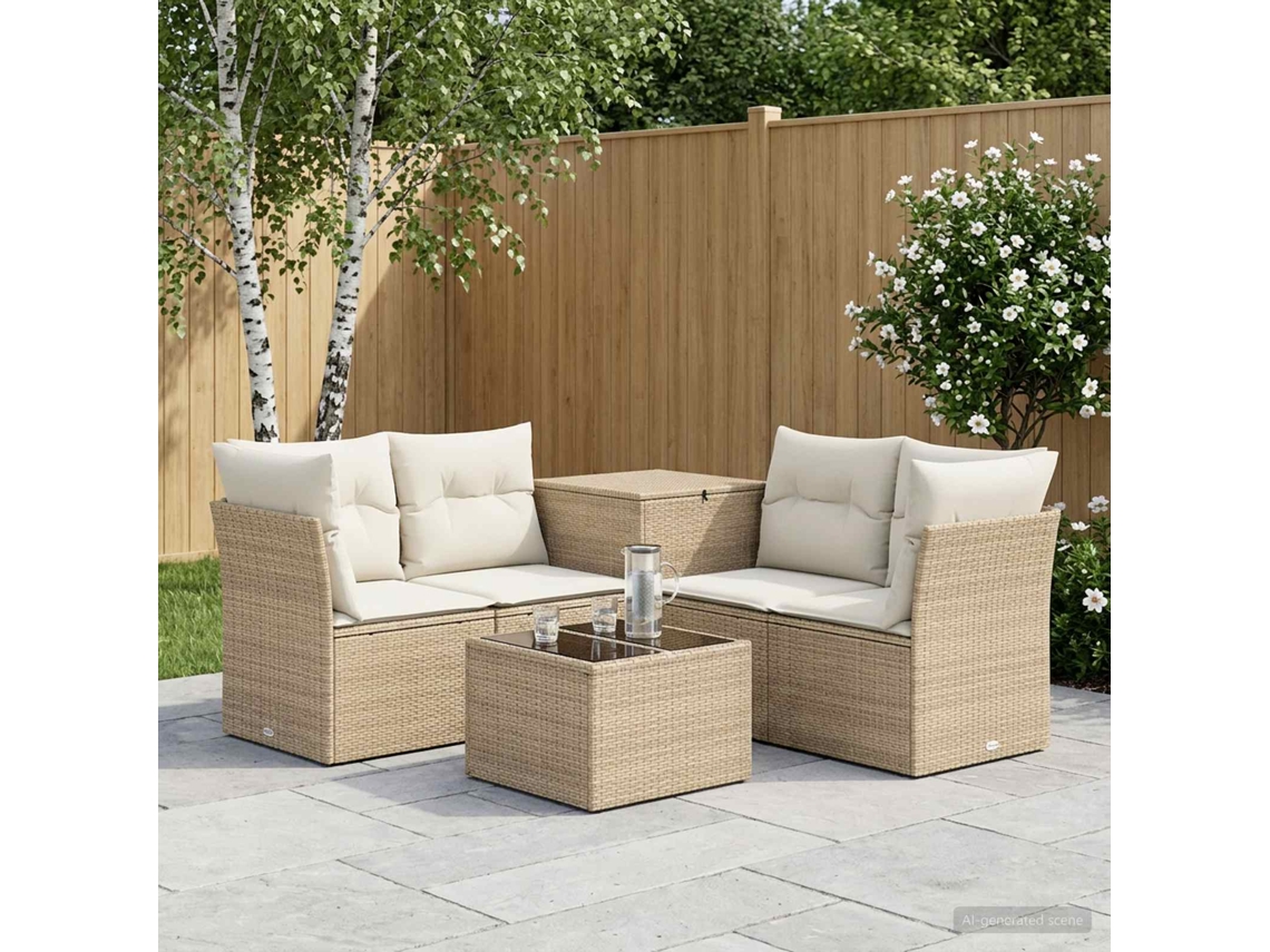 Vidaxl Conjunto De Sofás 6 Unid. Bege E Branco Creme