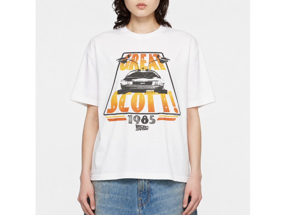 Rockinstone Back To The Future Movie Great Scott 1985 White Adult T-shirt Size:l