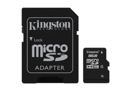Cartão De Memória Microsd 8gb Adaptador | Velocidade 100mb/s | Classe 10 Uhs I | Full Hd Kingston Sd002 Preto