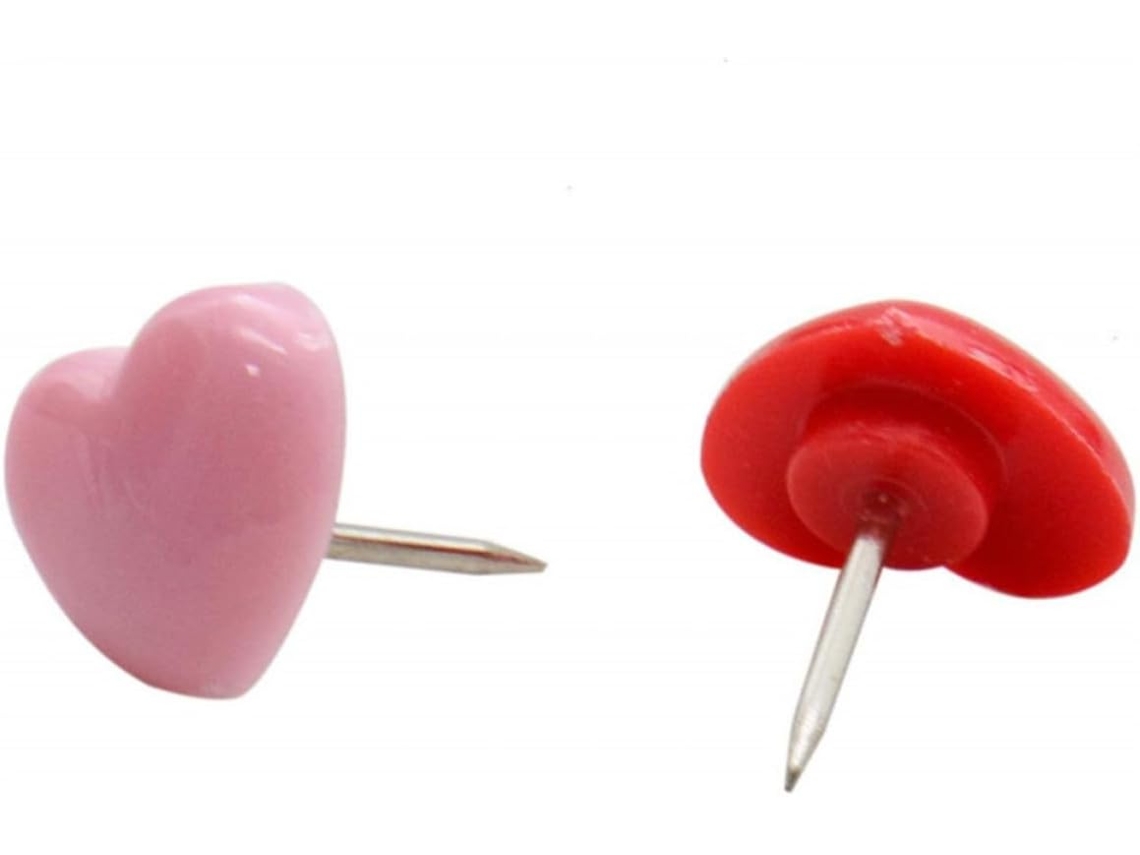 150 Tachinhas Em Formato De Coração, De Plástico E Metal, Vermelhas E Rosas, Com Design Pequeno E Decorativo, Cores