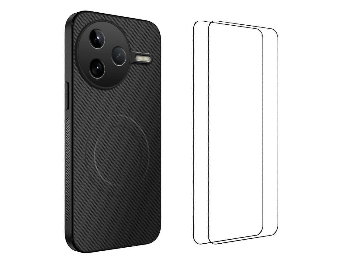 Capa Magnética Wanlonfeng Tq1 Series Com Textura De Fibra De Carbono E Tpu Para Xiaomi Poco F7 Pro 5g E Xiaomi Redmi K80 5g, Com 2 Películas De Tela,