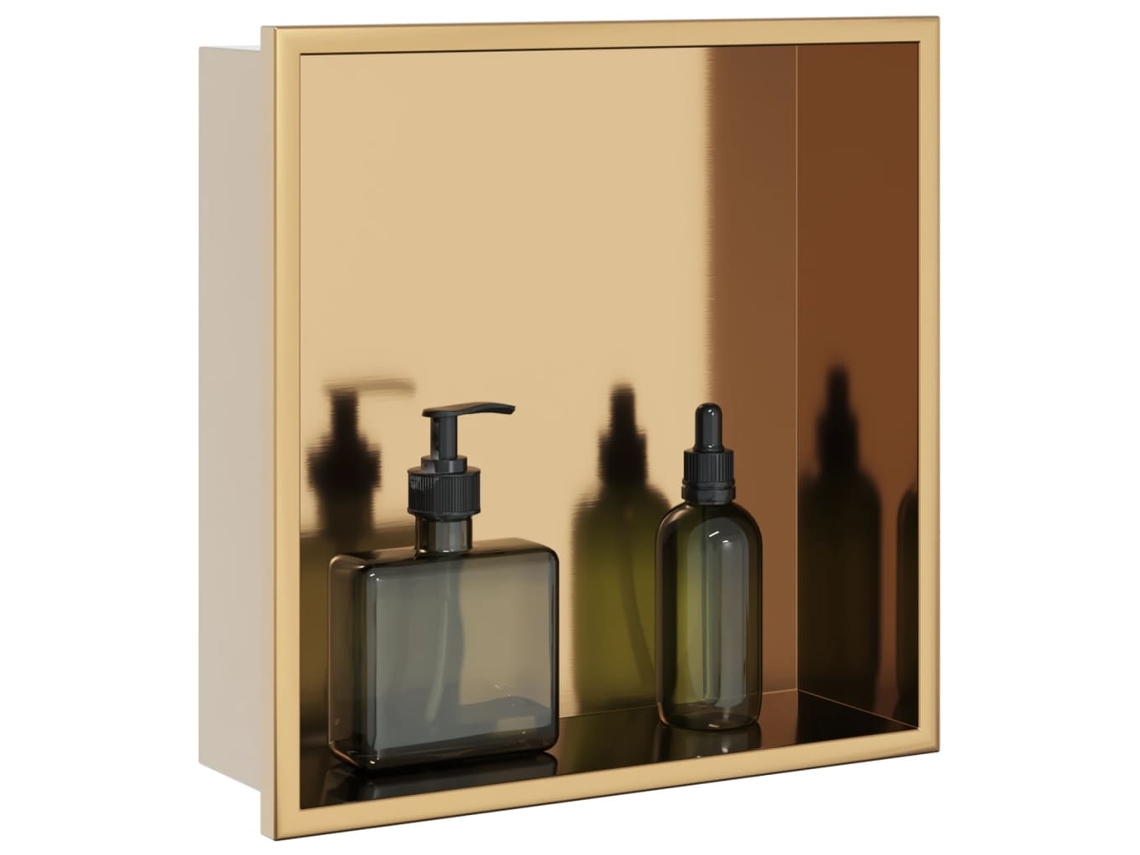 Vidaxl Nicho Parede P/ Duche 32x32x9cm Aço Inoxidável Dourado Escovada