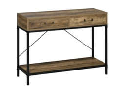 Mesa Console Industrial Mesa De Sofá Com 2 Gavetas E Prateleira Para Entrada Com Pés De Metal Marrom E Preto