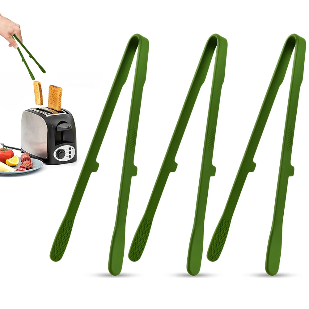 Alicate de Precisão de Silicone para Cozinha, Antiderrapante e Resistente Ao Calor, Adequado para Grelhar e Cozinhar. MDUG (verde, 3 Peças)