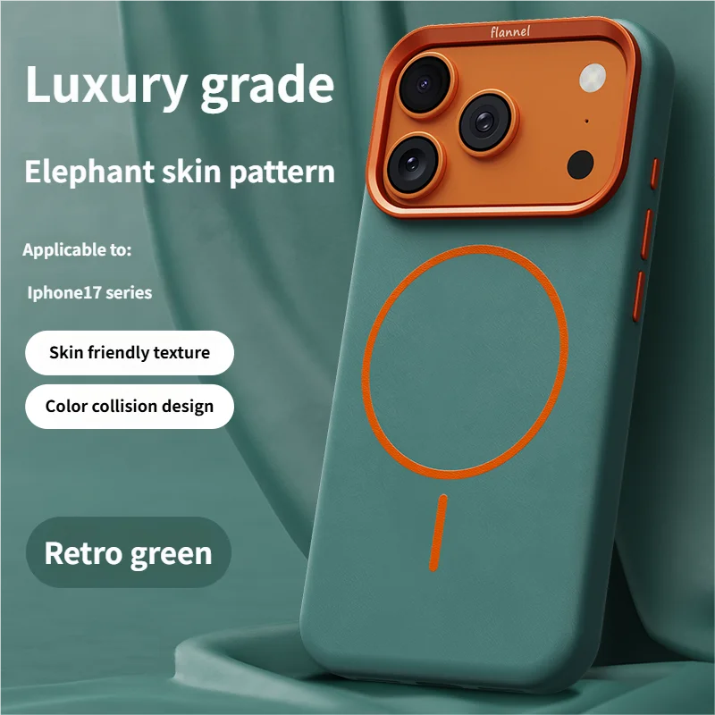 Capa Magnética Para Celular (verde Retrô, Iphone Air), Compatível Com Carregamento Sem Fio Magsafe, Oferece Proteção Completa.