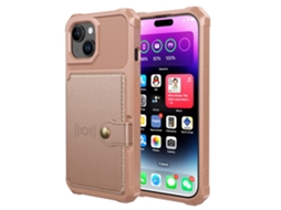 Capa Para Iphone 15 Plus Pele Sintética Anti-choque Magnética Com Porta-cartões Rosa