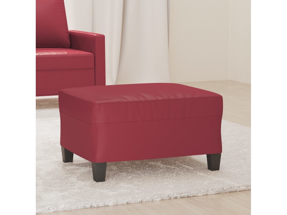 Vidaxl Apoio De Pés 70x55x41 Cm Couro Artificial Vermelho Tinto