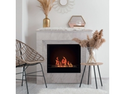 Lareira de chão a bioetanol BELLINI em madeira com efeito mármore branco  L96 x D35 x H96