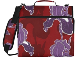 Bolsa Elegante Vermelha Com Estampa De Lírios, 3, 8cm De Diâmetro, Com Zíper De 3 Argolas E Alça Ombro Ideal