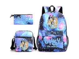 Mochila Escolar Azul De Três Peças Wellng Aquaforge