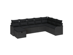 Conjunto 8 Conjunto De Móveis De Jardim Vidaxl Preto Vime Pe