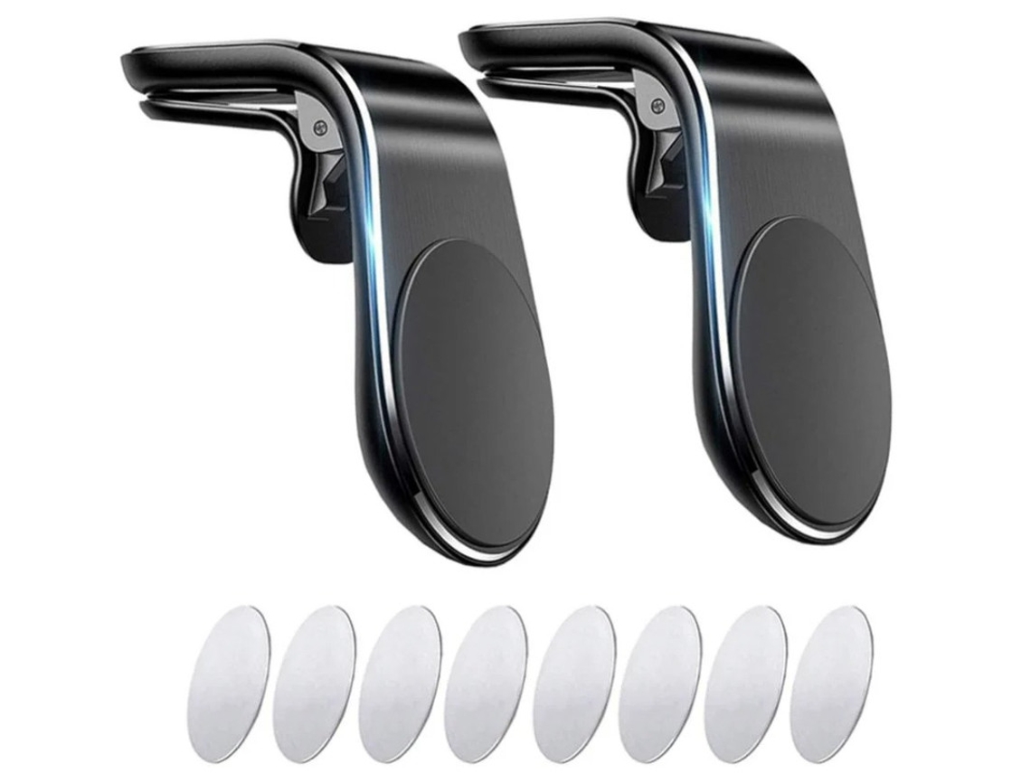 Conjunto De Suportes Carro Instalação Saída Para Apple, Huawei, Samsung, Xiaomi Iphone Yizhood Magnética Preto (2un)