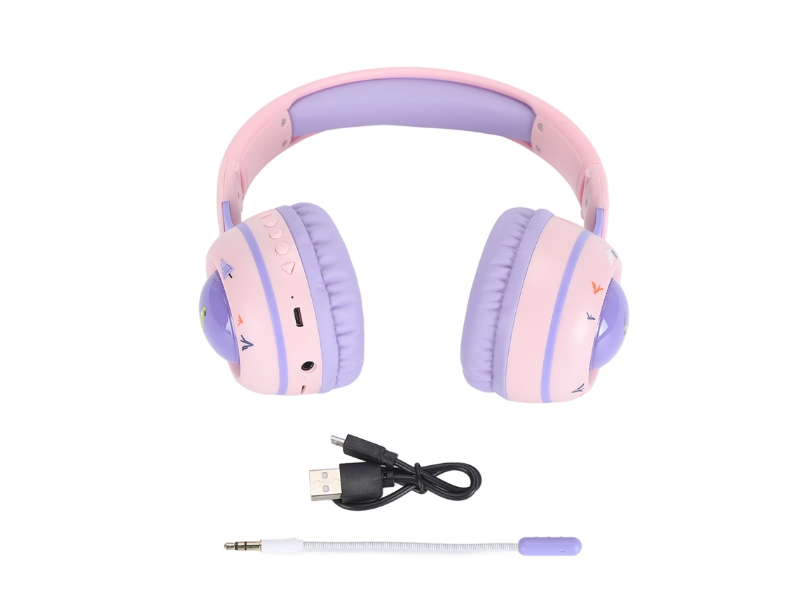 Auriculares Bluetooth para crianças com luzes rgb, 15 horas de reprodução, microfone removível, roxo | S/MARCA
