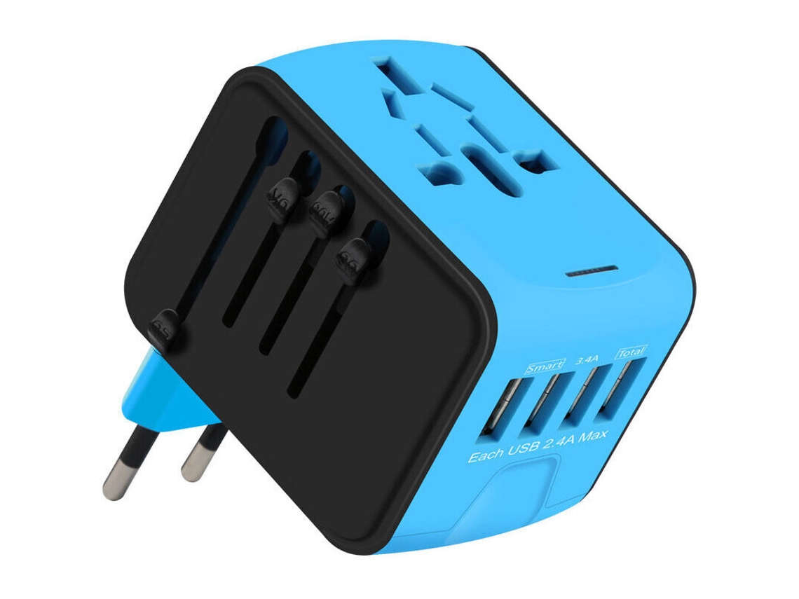 Adaptador De Viagem, Adaptador De Tomada Universal Com 4 Portas Usb E Ca, Compatível Com Tomadas Da França Para Eua, Reino Unido, Alemanha, Tailândia