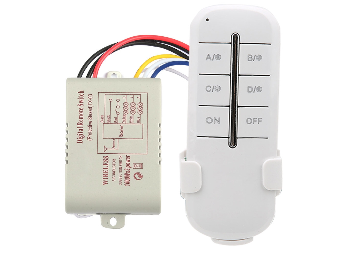 Interruptor Wireless Laxiscreed Com Comando Remoto, 180-240v Ac, 3 Canais E 1000w De Potência