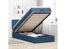Vidaxl Cama Otomana Com Colchão 90x200 Cm Tecido Azul