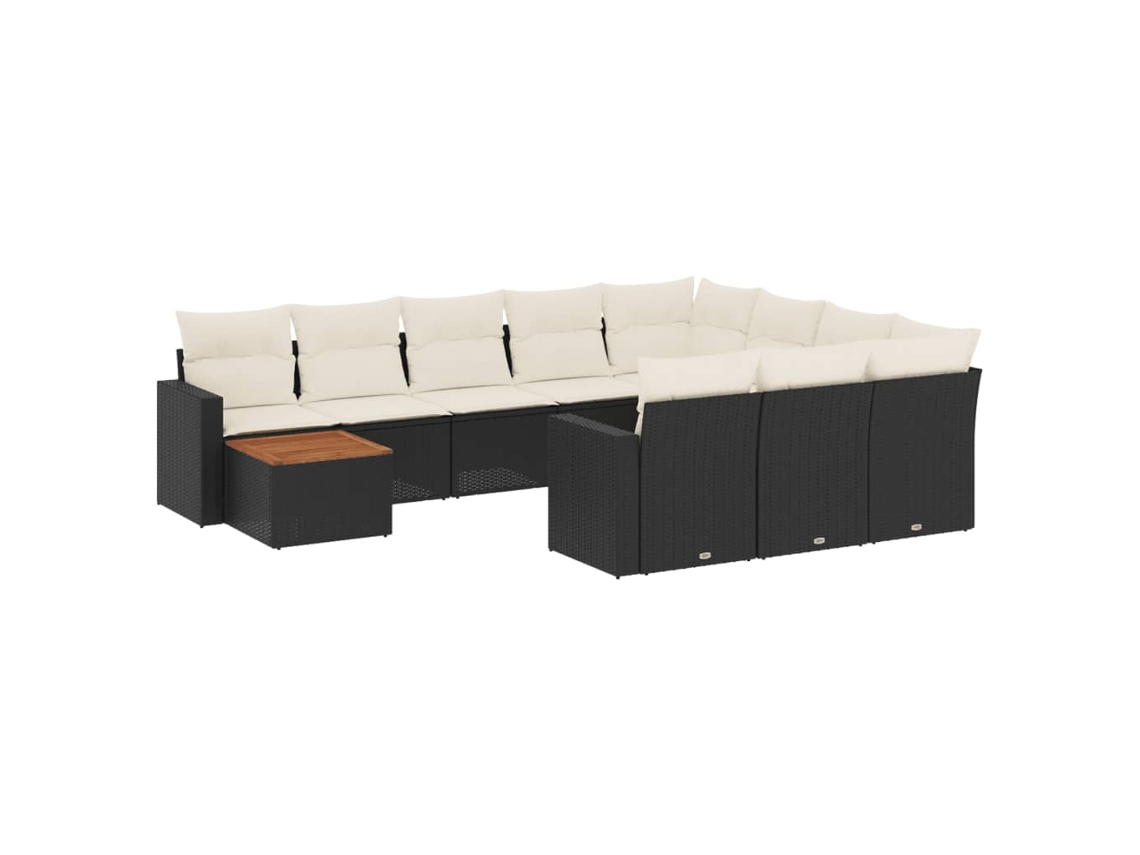Maison Exclusive - 11 Pcs Conjunto Sofás De Jardim C/ Almofadões Vime Pe Preto
