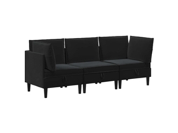 Conjunto 3 Conjunto De Sala De Estar Vidaxl Preto Veludo (210 X 70 X 82 Cm)