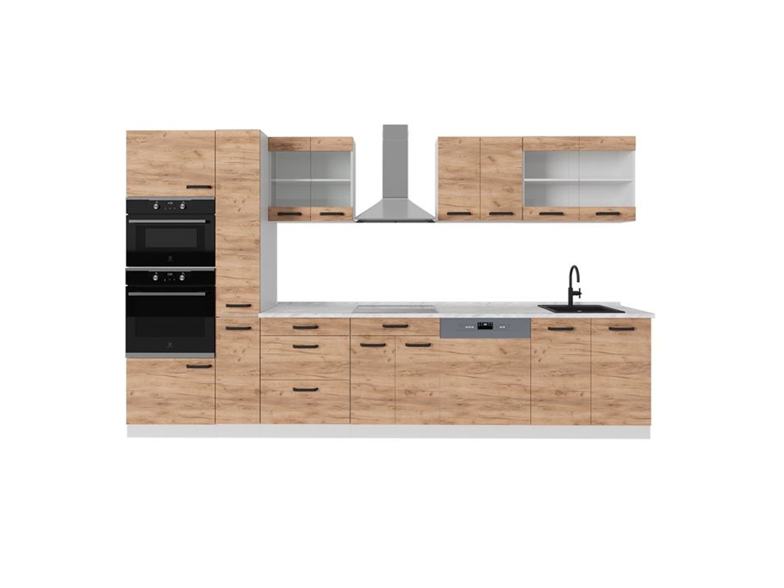 Cozinha R-Line, 350cm sem PT, Carvalho dourado/branco, Branco VICCO