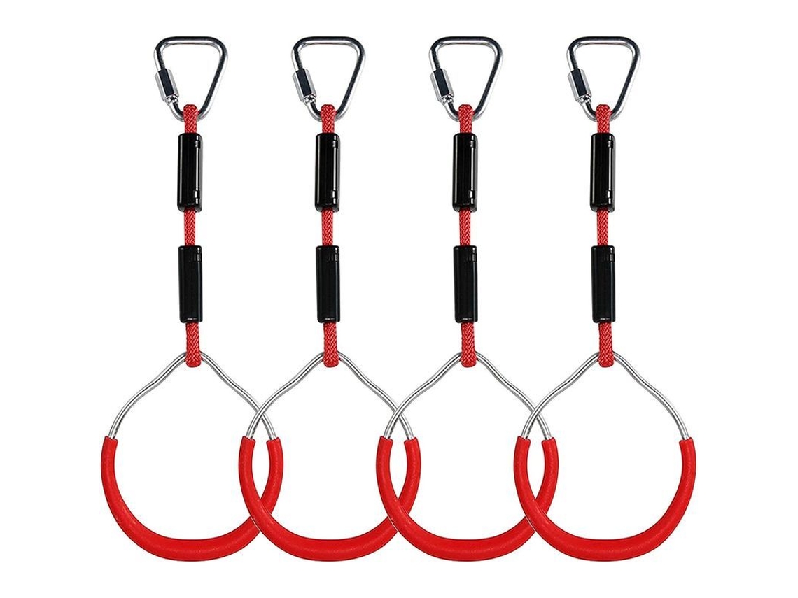 Anéis De Escalada Infantil Com Balanço Multifuncional Anéis De Plástico Capacidade Máxima 160kg Obstáculo Ninja Jardim (vermelho)