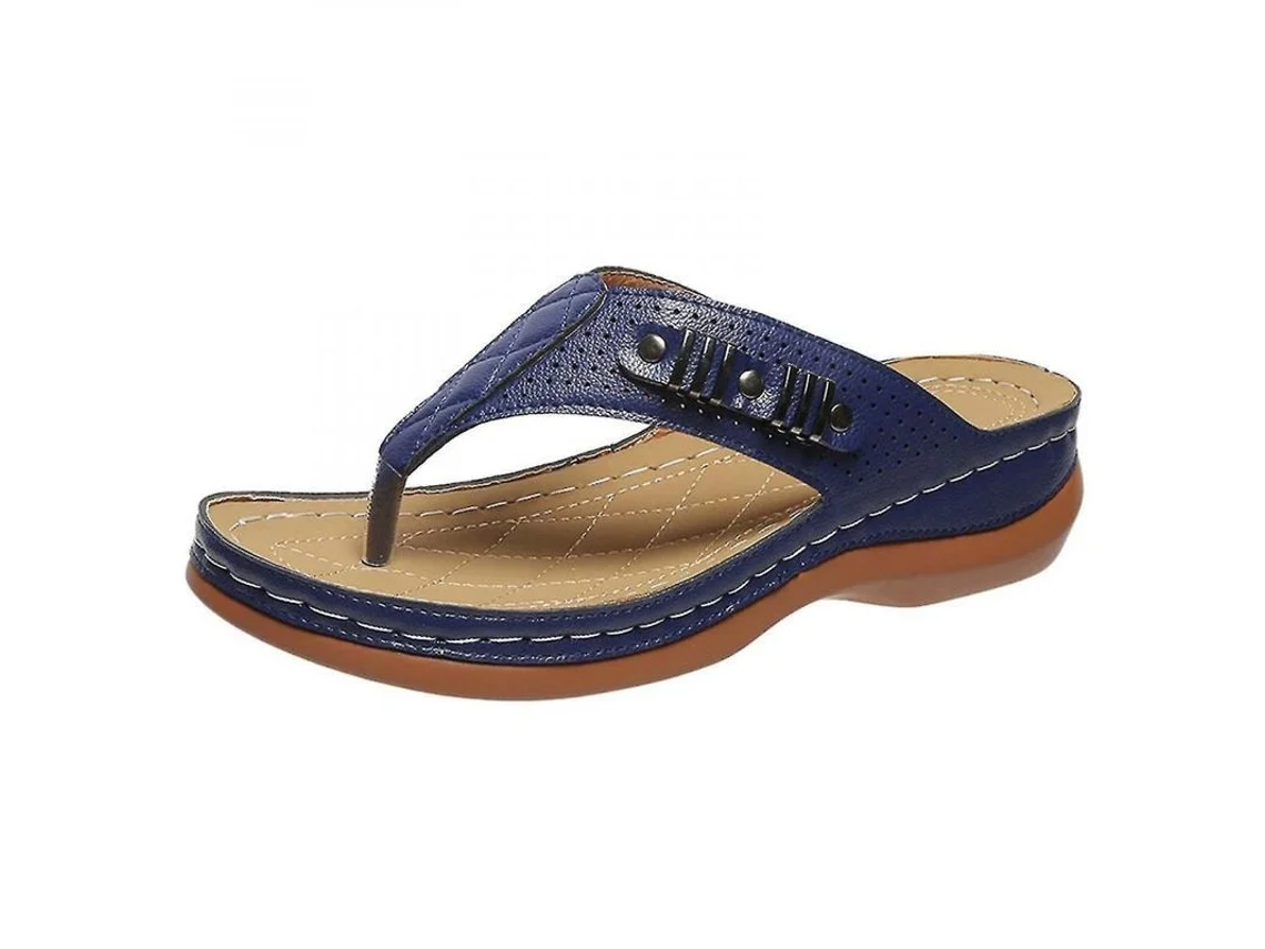 Sandálias Ortopédicas para Mulheres com Salto Wedge, Solas Ergonômicas 39 Azul