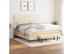 Vidaxl Cama Com Molas/colchão 180x200 Cm Tecido Cor Creme