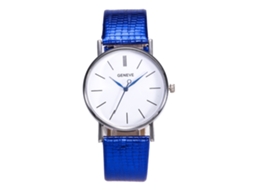 Relógio de quartzo Zhoulianfa ZLF-0220 com pulseira ultrafina de PU e ponteiros azuis, unissex.