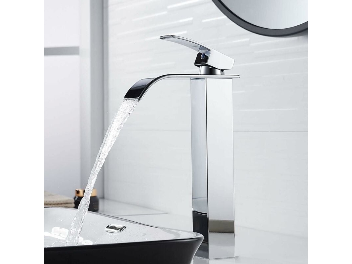 Torneira Elegante Na Pia Do Banheiro, Torneira De Alta Cascata Com Bico Super Fino, Construção De Latão Premium Para Durabilidade E Resistência À Corr