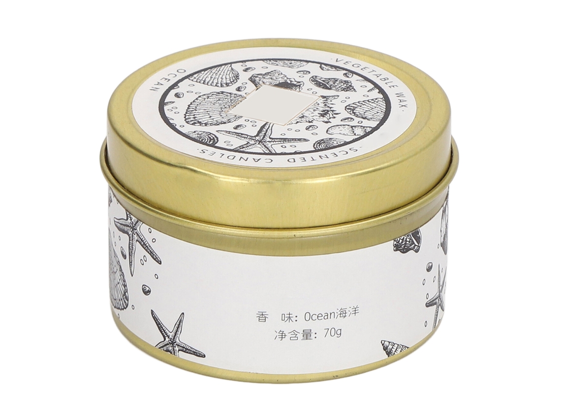 Vela Aromática De Cera De Soja Com Óleo Essencial Natural, Vela De Lata Para Cena Com Velas, Ouro 70g Oceano