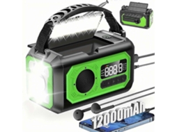 Rádio Meteorológico de Emergência 12000mah, Manivela Solar Portátil Am / Fm Noaa com 2 Painéi S Solares 3 Métodos Car GOKOCO