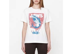 Rockinstone Jaws Movie Shark And Boat Fire White Adult T-shirt Size:l