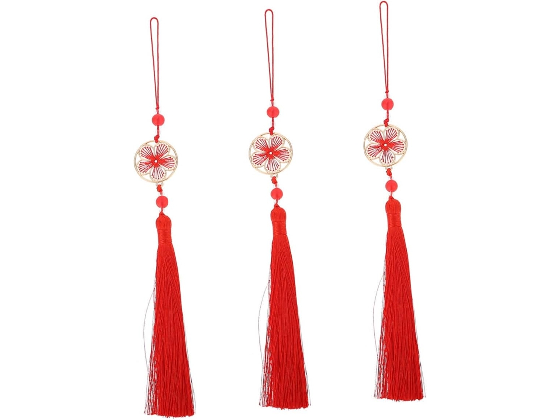 Conjunto De 3 Elegantes Pingentes Em Formato De Flor Com Pompons
