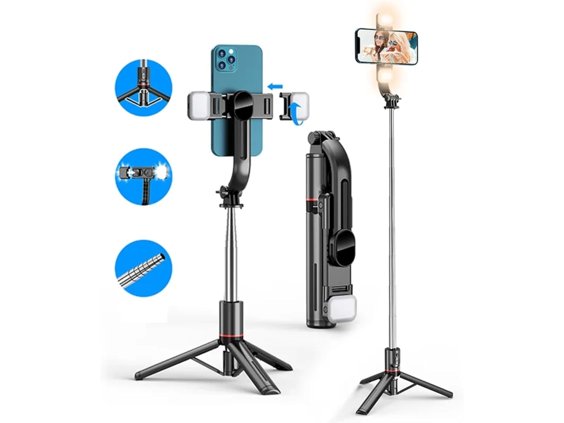 Lurelia Suporte De Telemóvel Para Telemóvel, Bluetooth, Com Luz Led, Rotação 360°, Extensível, Em Aço Inoxidável