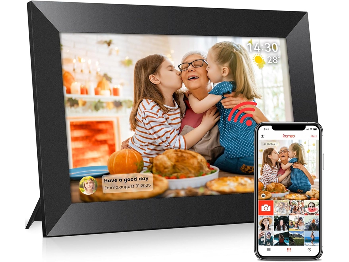Moldura Digital Inteligente Wifi Yunzii 10,1 Polegadas 1280x800 Ips Lcd Touch Screen Com 32 Gb De Memória Preto