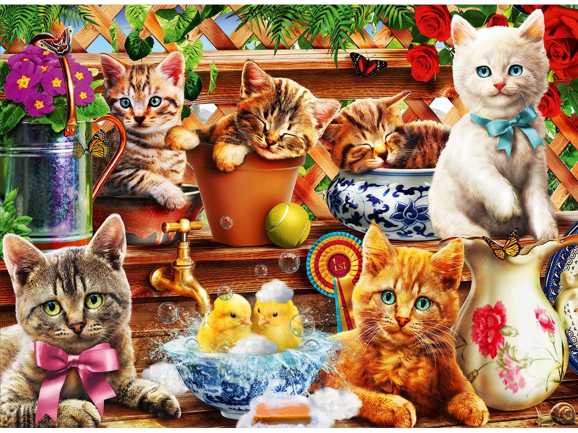 Quebra Cabeça Bluebird Gatinhos Na Estufa 3000 Peças Bluebird Puzzle