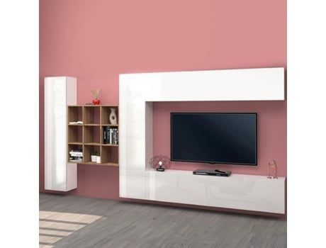 Móvel Armário Tv Suspenso com Estante Branca 2 Guarda-Roupas Ferd Wh WEB FURNITURE