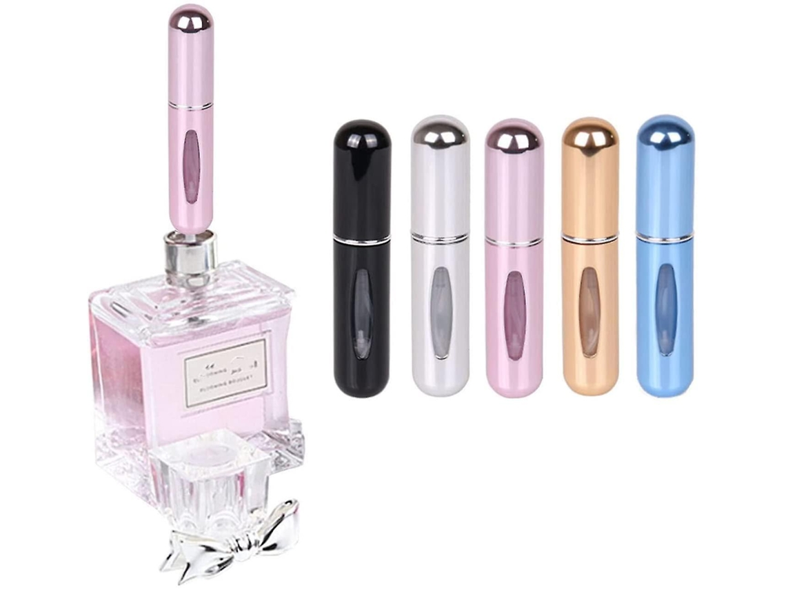 Conjunto de 5 mini frascos de perfume recarregáveis de 5ml para viagem, atomizadores portáteis para perfume, frasco spray para perfume.