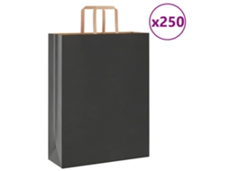 Vidaxl Sacos De Papel 250 Unid Com Alças Preto 32x12x42 Cm